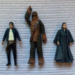 Star Wars Action Figures lot of 3 ESB Hans Solo General Leia Chewbacca 4”